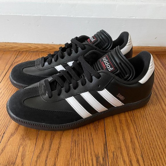 adidas Shoes - Adidas Samba Classic Leather Retro Sneakers 8.5 Women’s Black White Brown NWOT